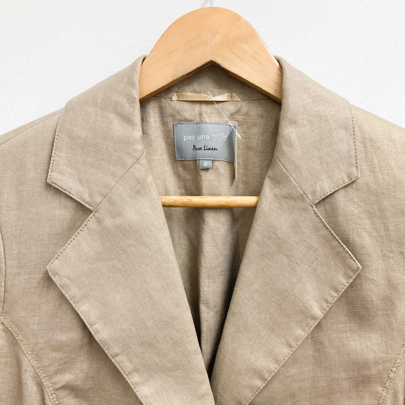 Per Una Jacket UK 8 Beige Gold Shimmer Linen 3/4 Sleeve M&S