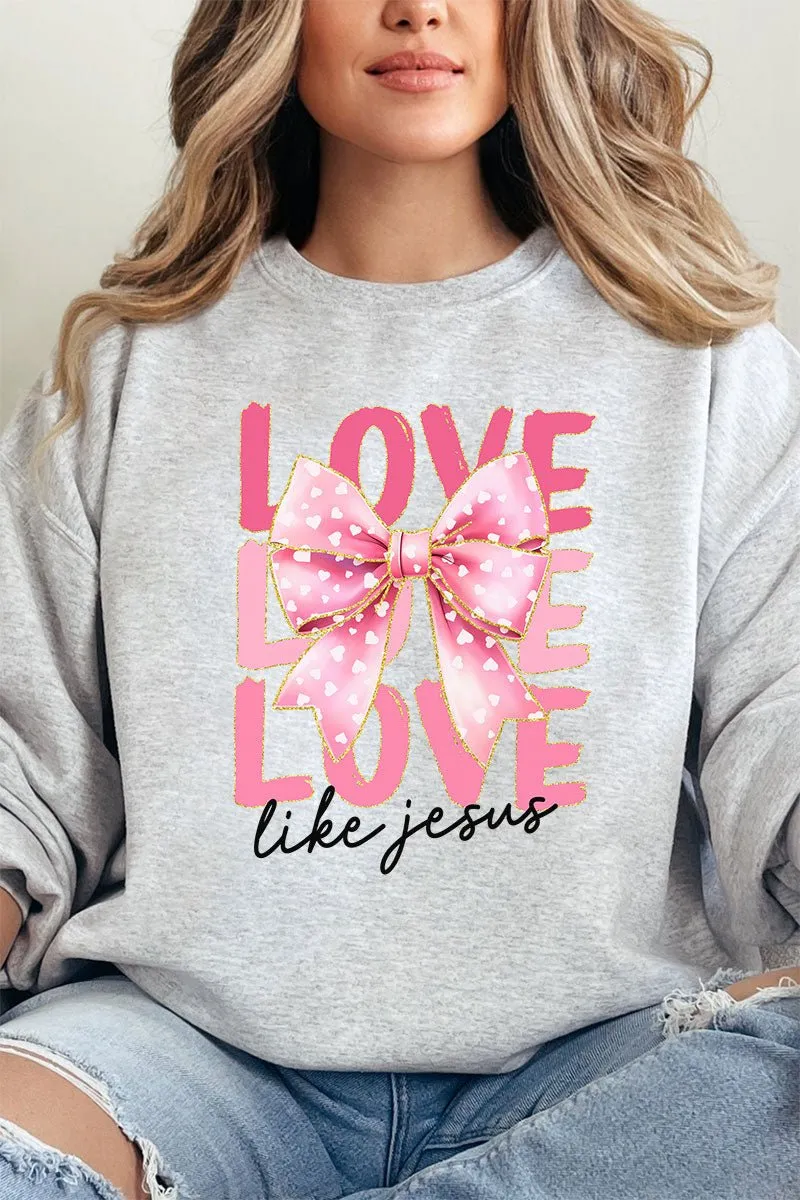 Pink Bow Love Like Jesus Unisex NuBlend Crew Sweatshirt