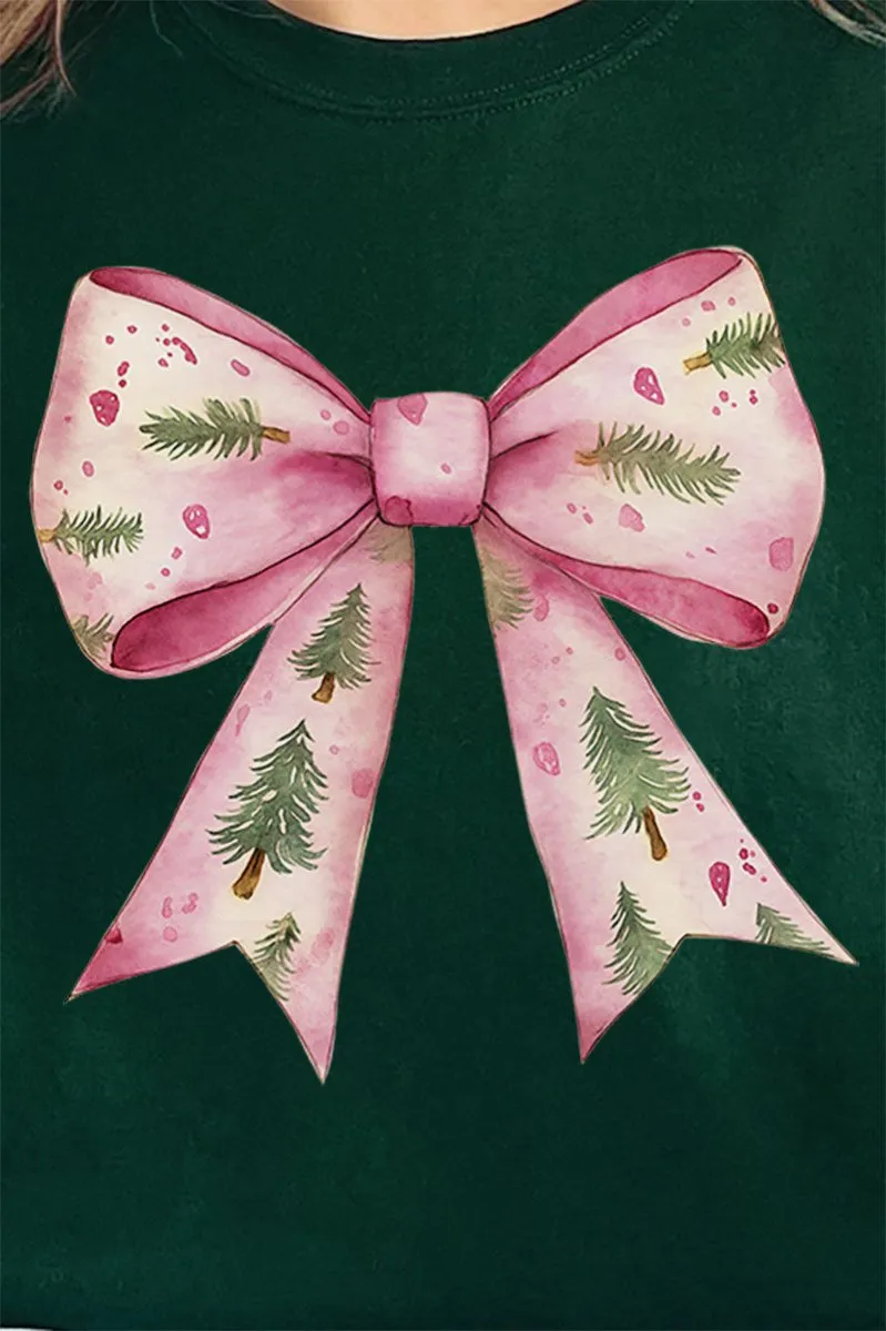 Pink Christmas Tree Bow Unisex NuBlend Crew Sweatshirt