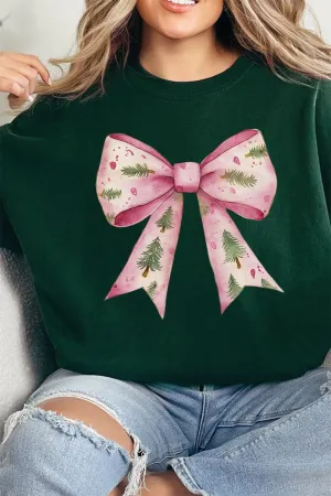 Pink Christmas Tree Bow Unisex NuBlend Crew Sweatshirt
