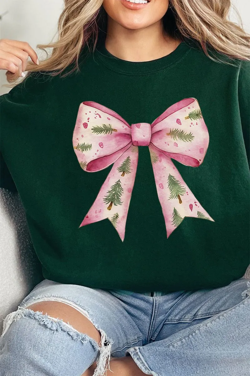 Pink Christmas Tree Bow Unisex NuBlend Crew Sweatshirt