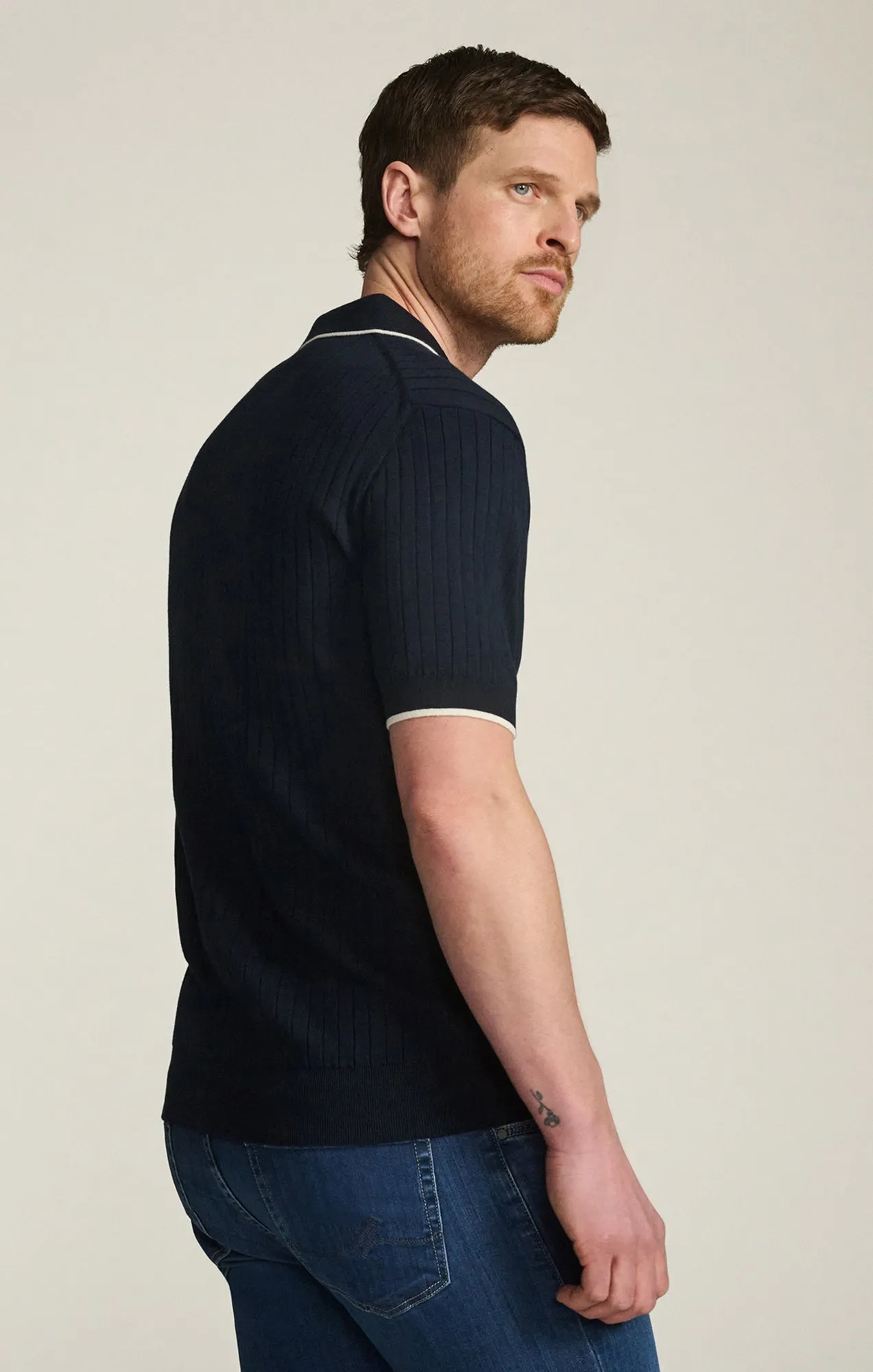 Polo Sweater in Navy