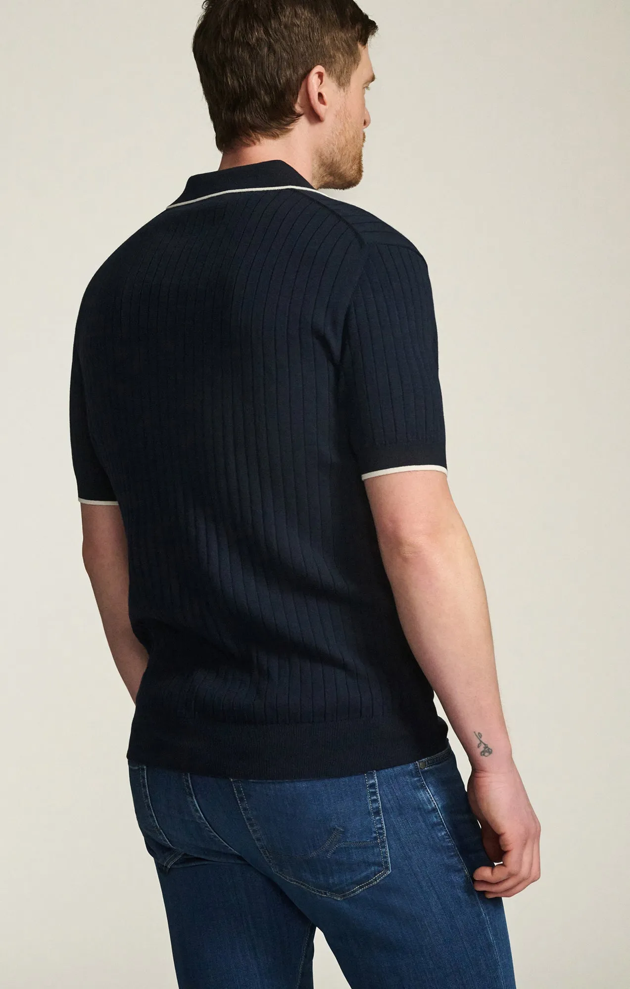 Polo Sweater in Navy