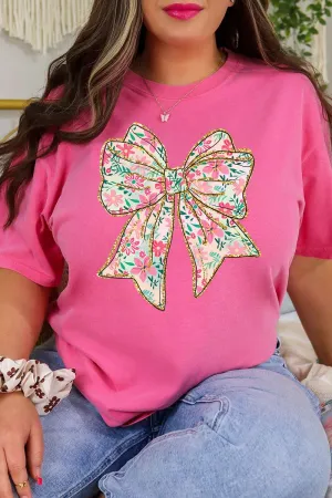 Preppy Blossom Bow Comfort Colors Adult Ring-Spun Cotton Tee