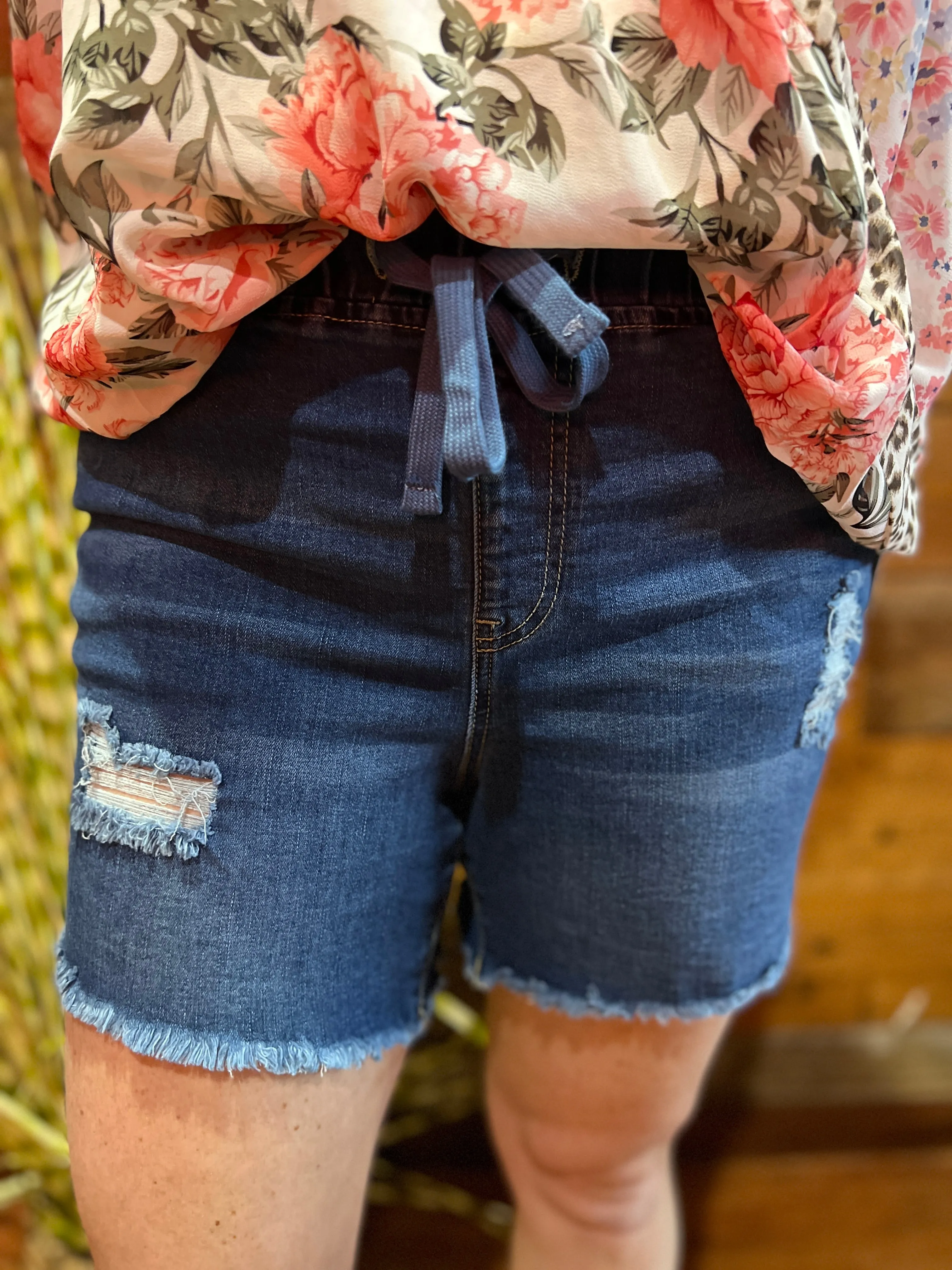 Rip & Tear High Rise Jogger Shorts