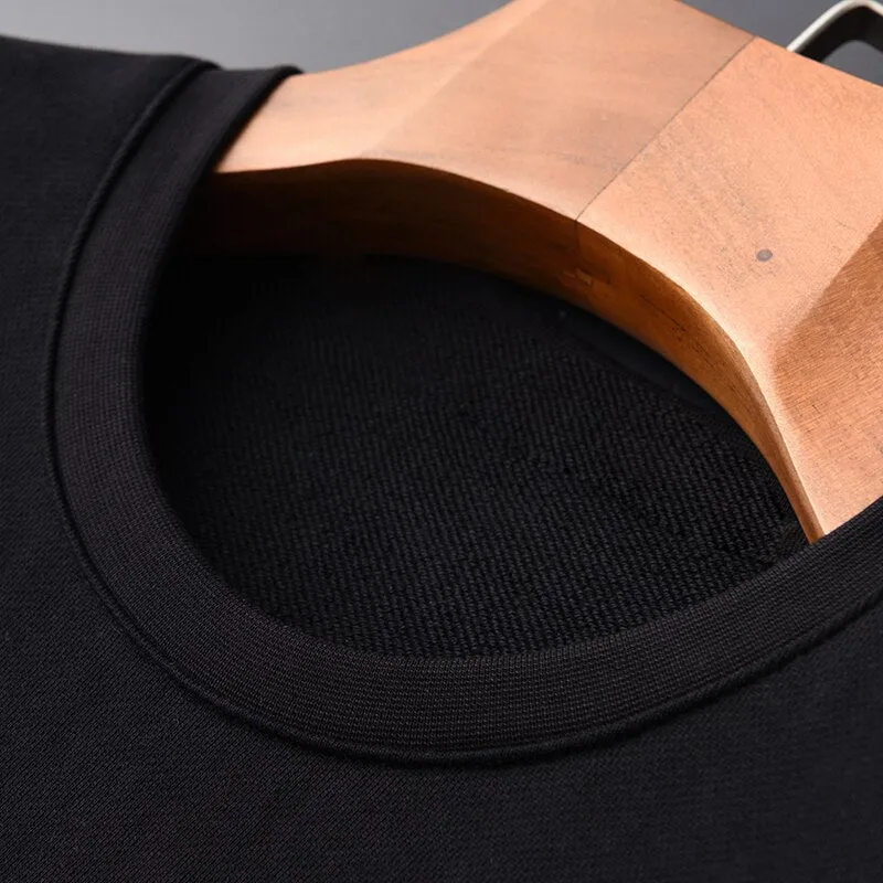 Round Collar Soft Sweatshirt Male Embroider Men Hoodie