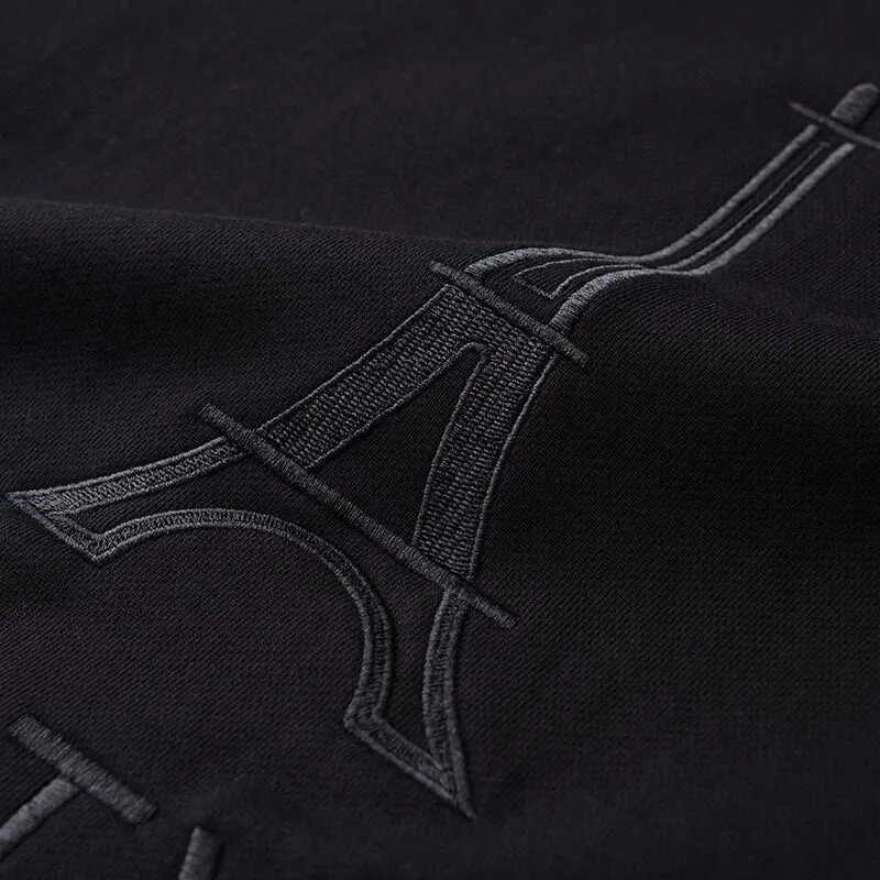 Round Collar Soft Sweatshirt Male Embroider Men Hoodie