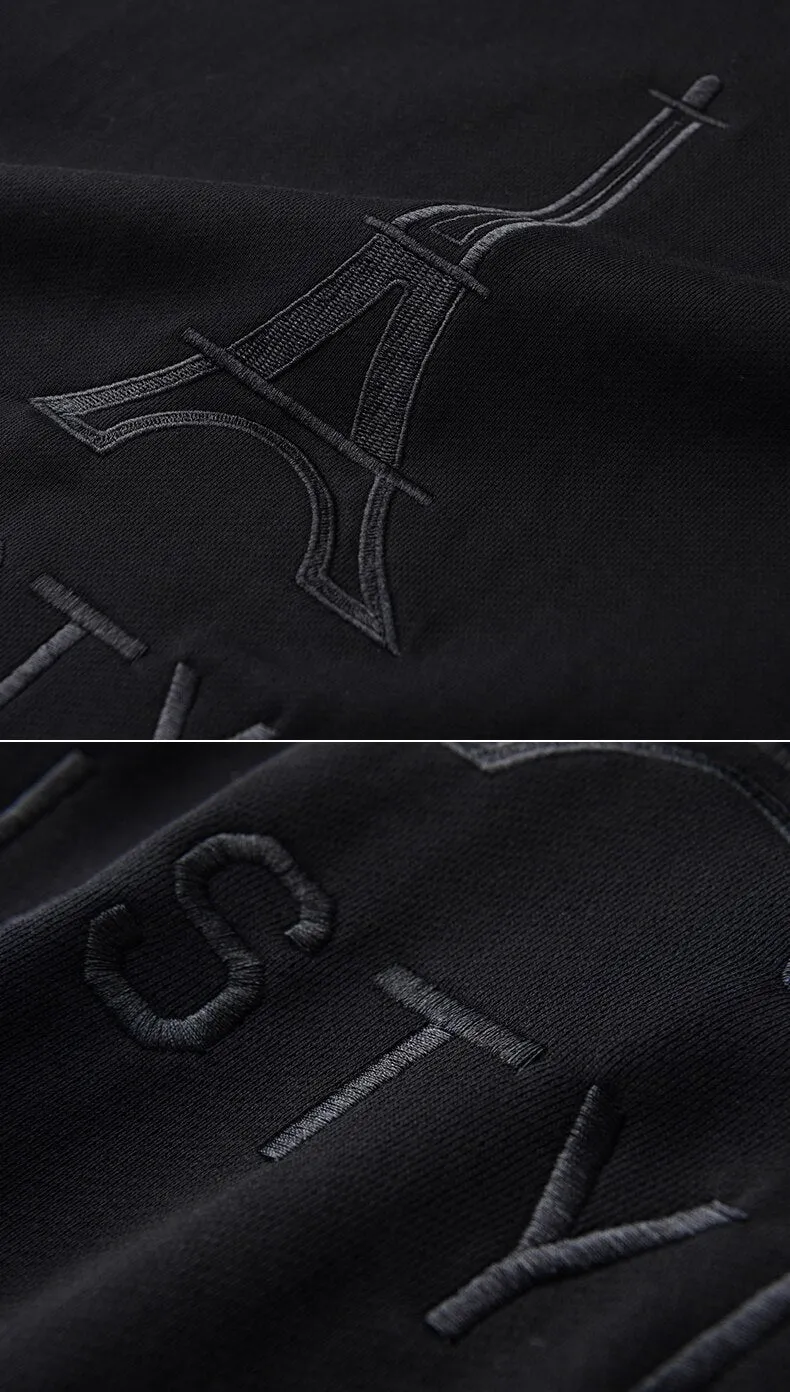 Round Collar Soft Sweatshirt Male Embroider Men Hoodie