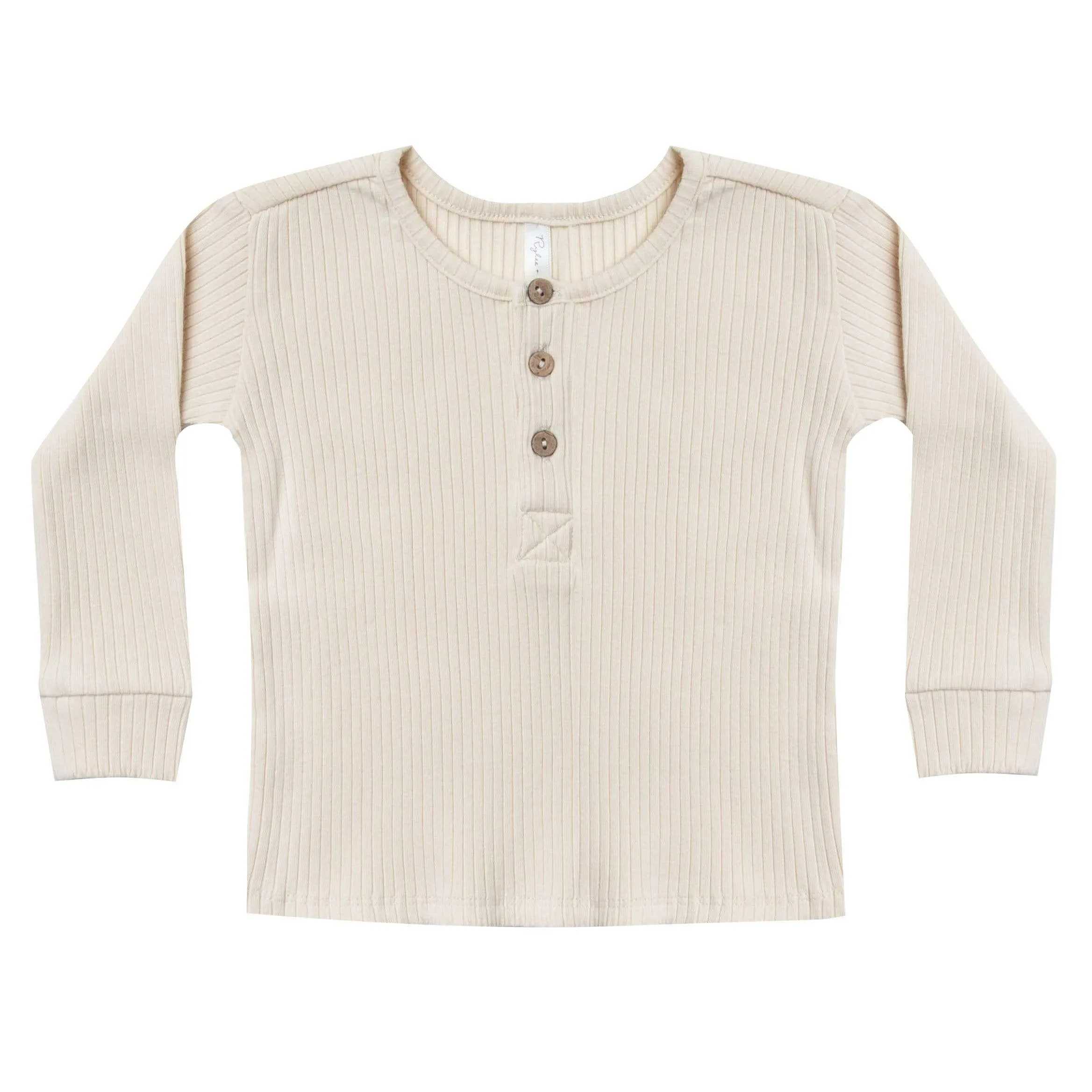 Rylee and Cru Ivory Ribbed Henley Tee