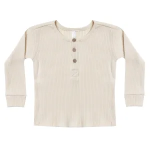 Rylee and Cru Ivory Ribbed Henley Tee