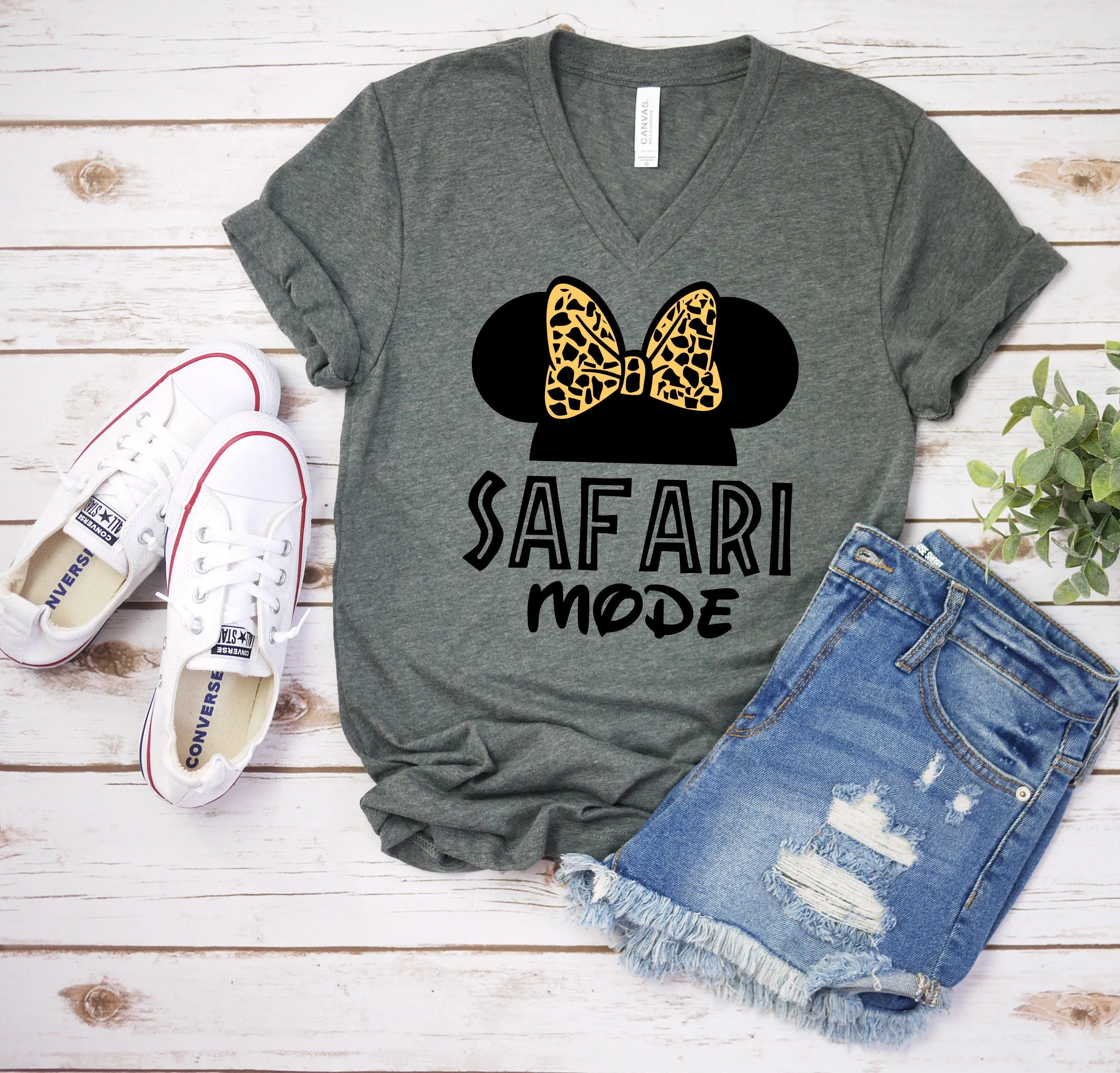 Safari Mode Minnie Mouse T Shirt - Disney Trip Matching Shirts - Camouflaged Minnie