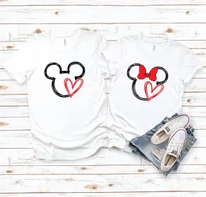 Scribble Minnie and Mickey Love Shirts - Disney Couples - Valentine's Day Matching Shirts