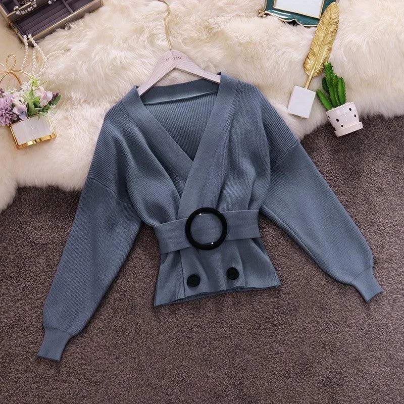 Solid color knit sweater