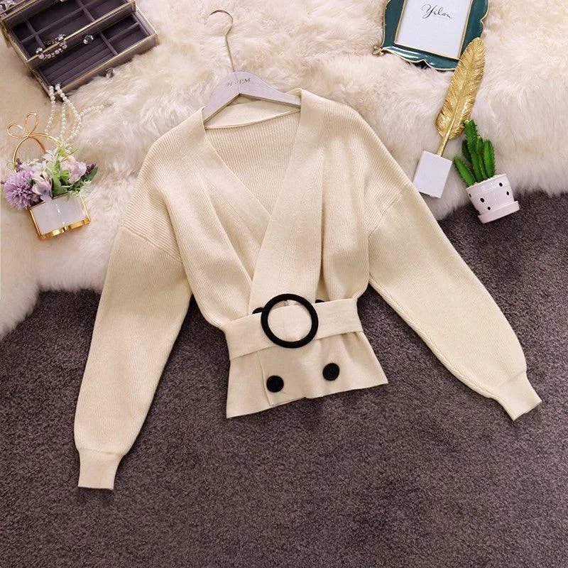 Solid color knit sweater
