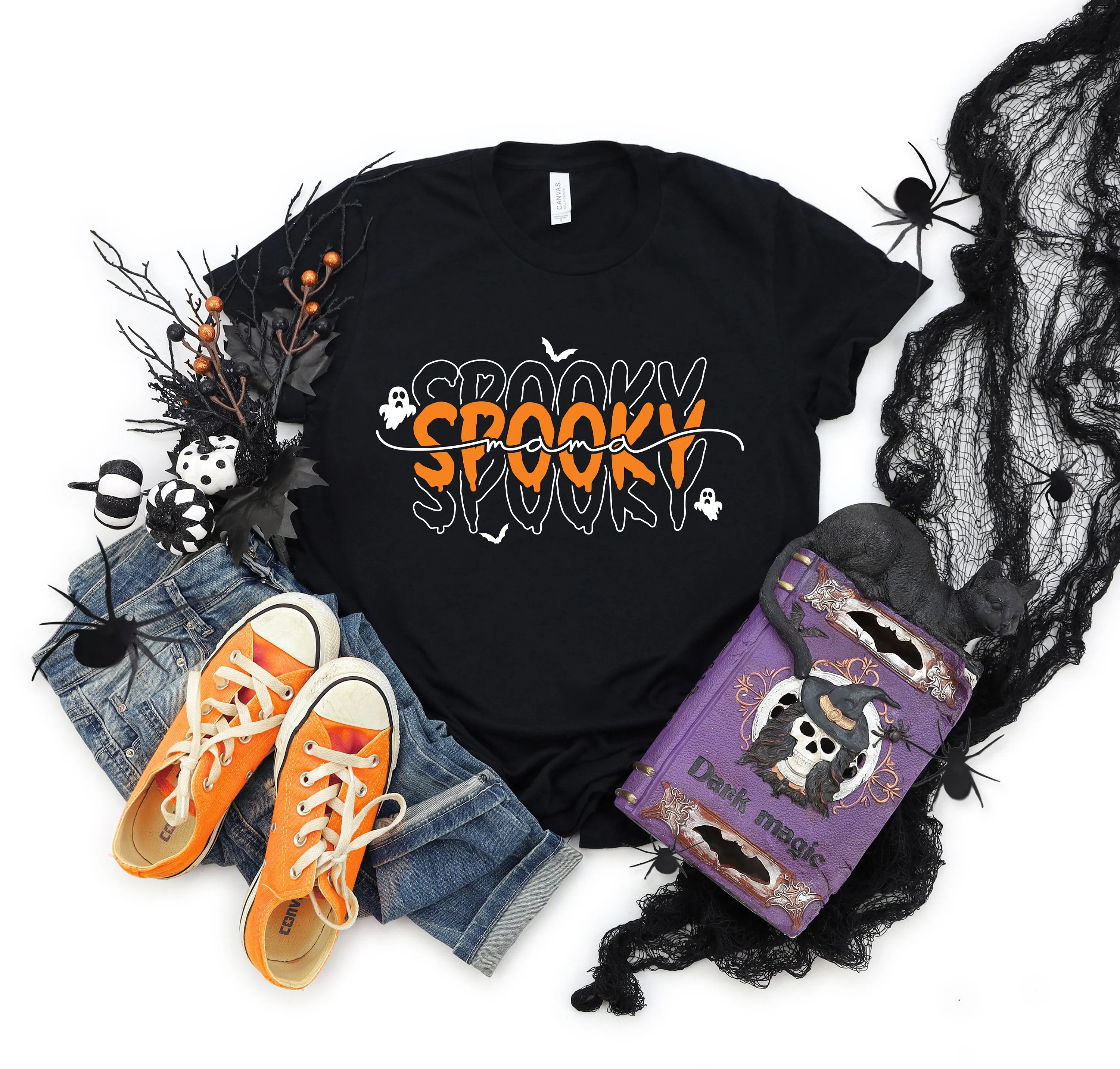 Spooky Mama Adult Unisex T Shirt - Halloween Tees - Trick Or Treat - Mom - Costume