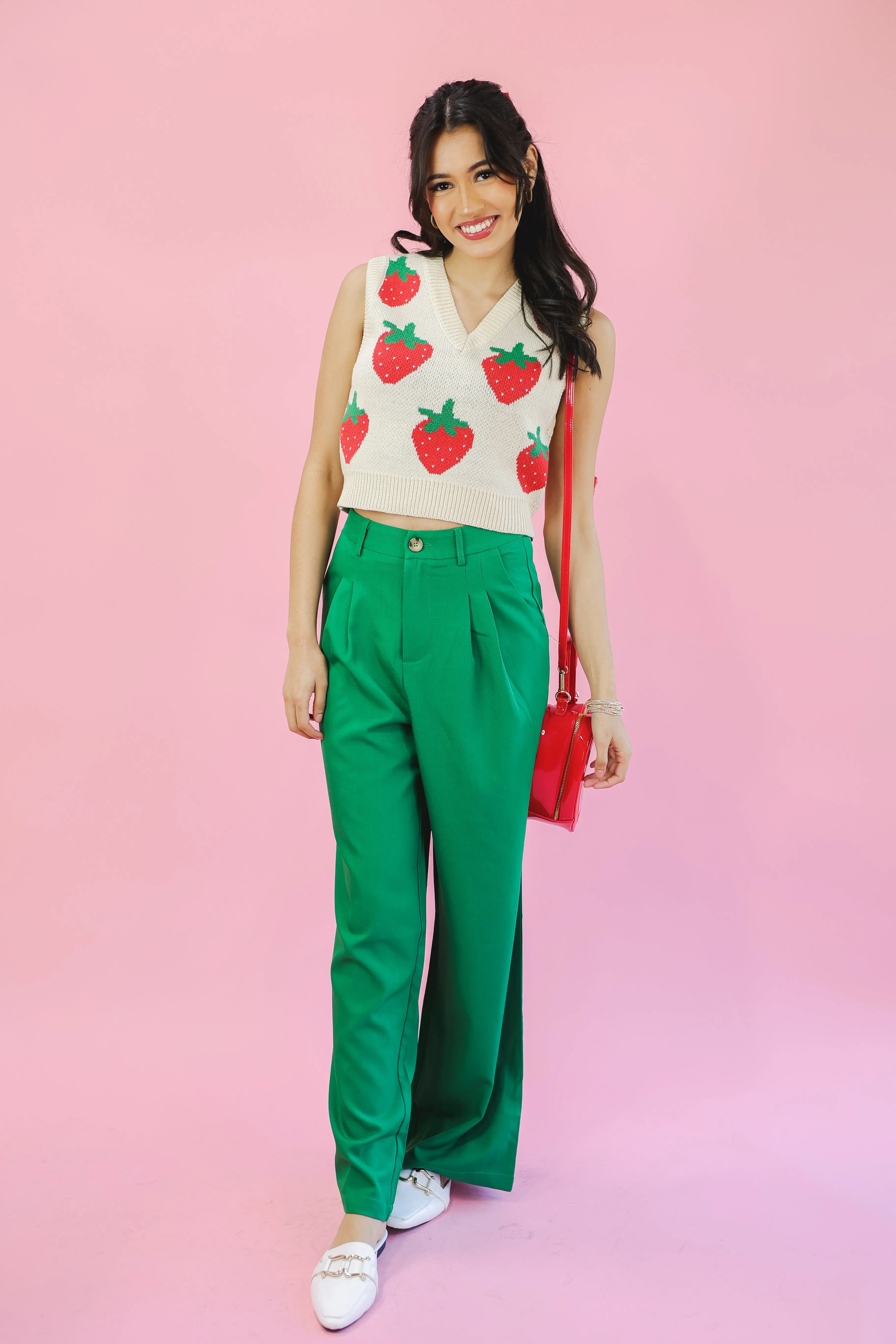 Strawberry Patch Knit Vest - Ivory