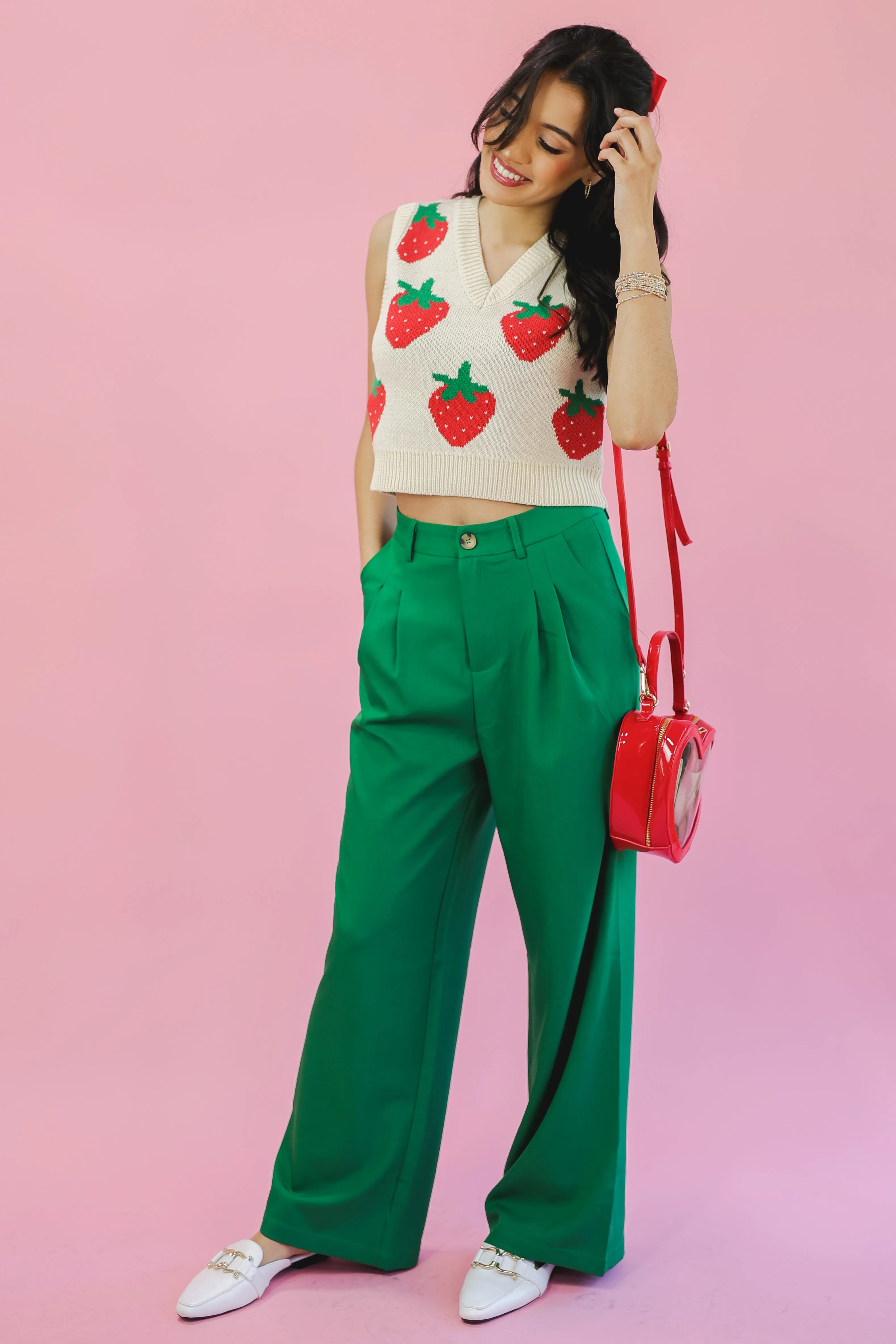 Strawberry Patch Knit Vest - Ivory