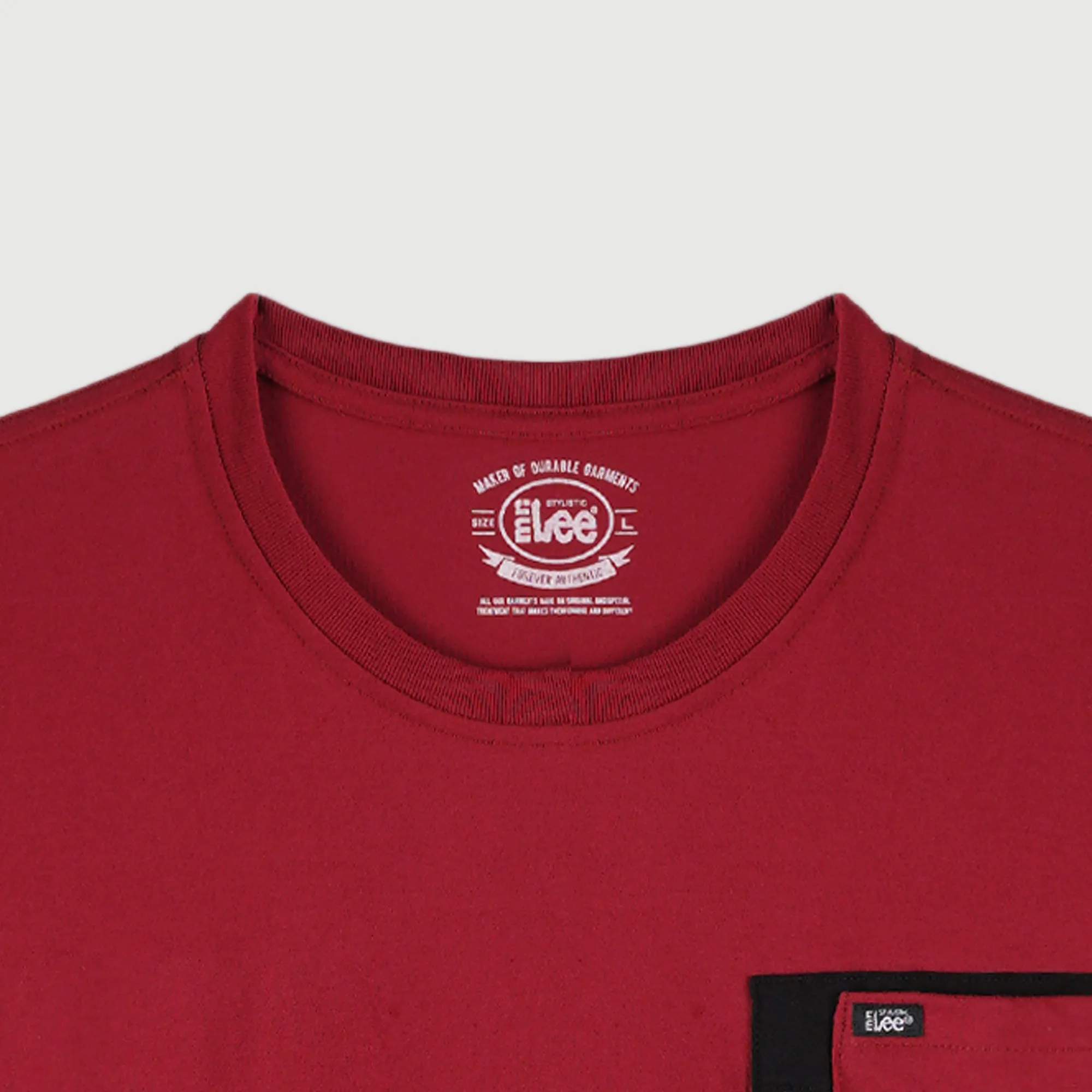 Stylistic Mr. Lee Men's Basic Tees Round Neck T-shirt For Men with Chest Pocket Trendy Fashion Apparel High Quality Casual Top For Men Semi body Fit 118293-U (Maroon)