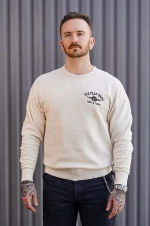 The Flat Head FN-SWC-101 Flying Wheel Sweatshirt - Ivory