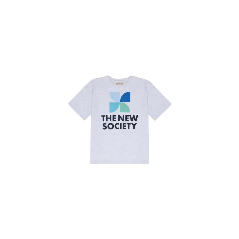 The New Society Grey Melange Mykonos Logo T-shirt