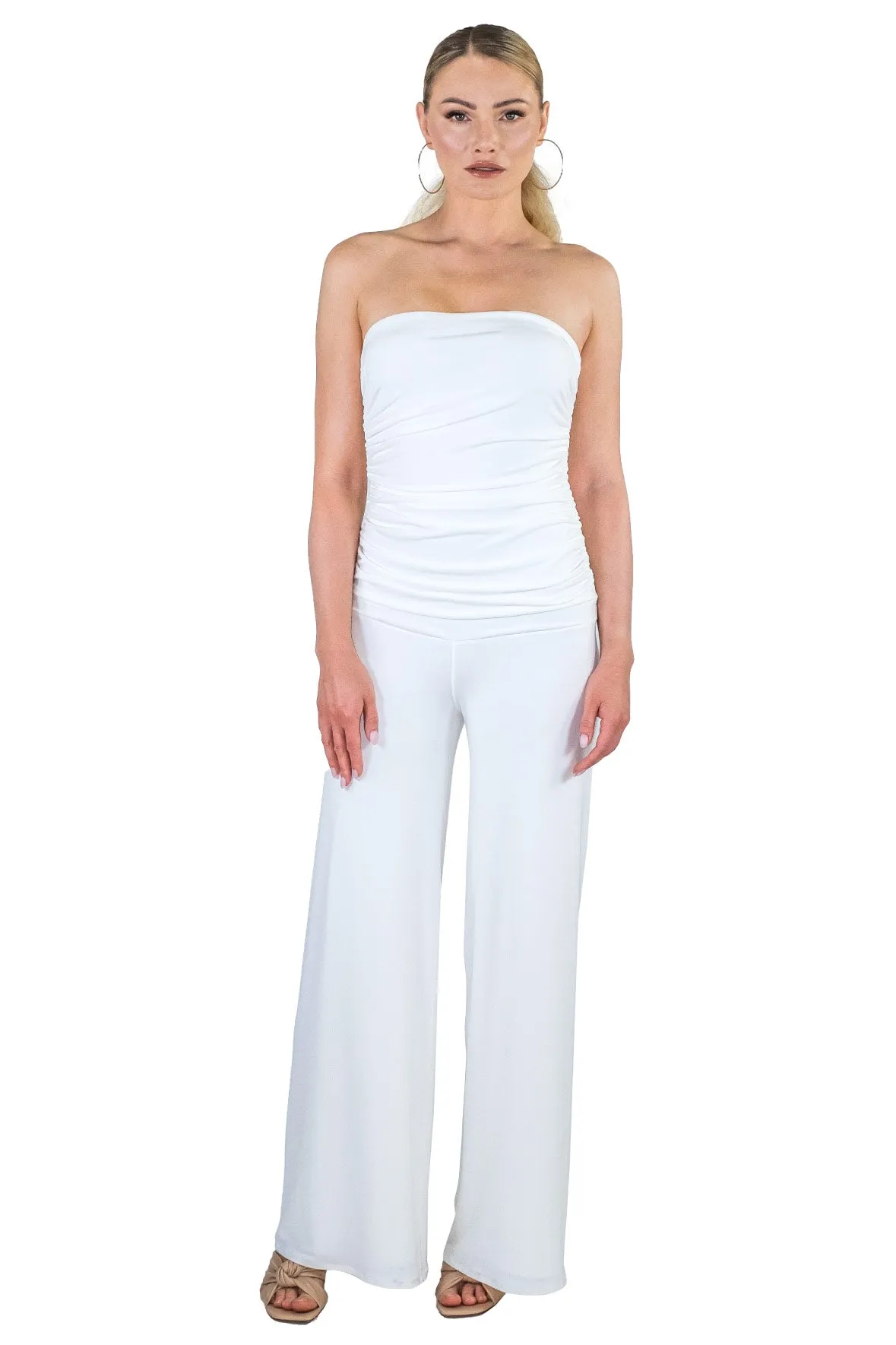 Updated Lined Bottom Strapless Tux Jumpsuit