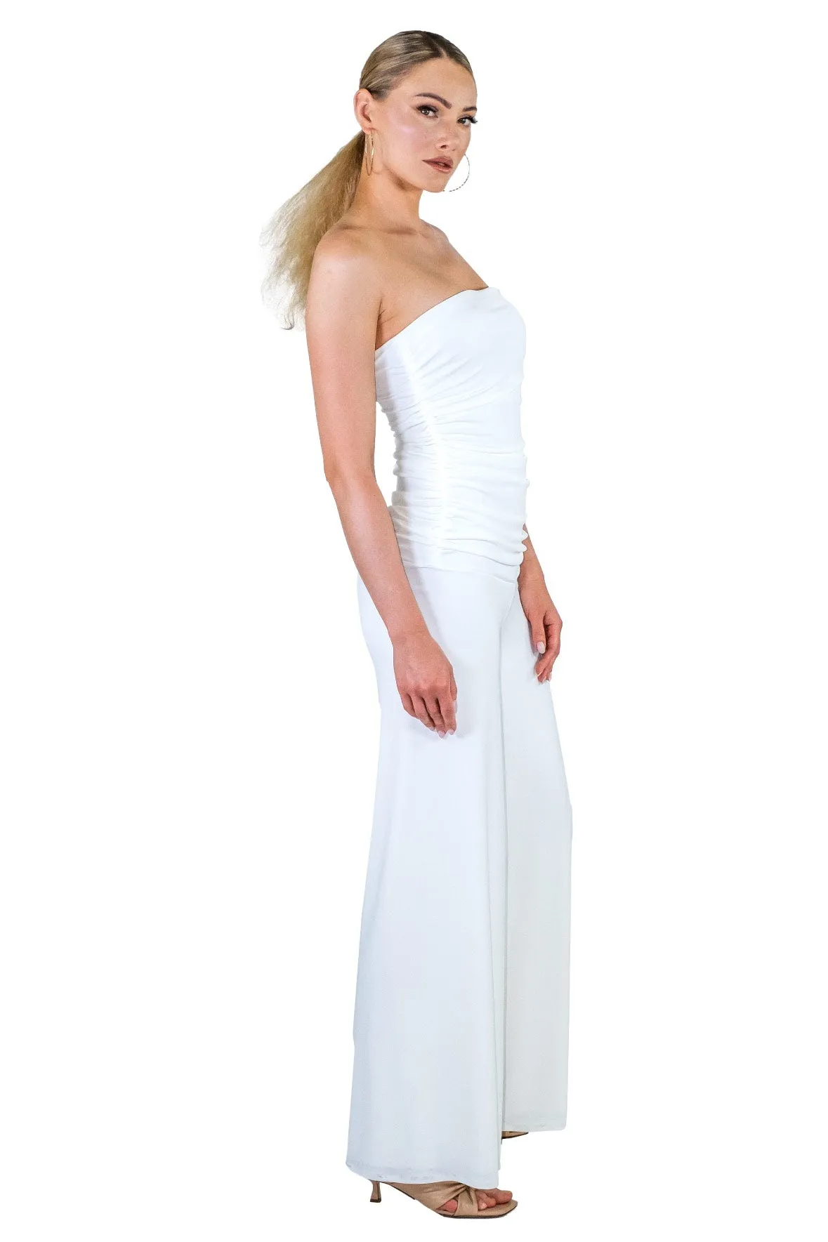 Updated Lined Bottom Strapless Tux Jumpsuit