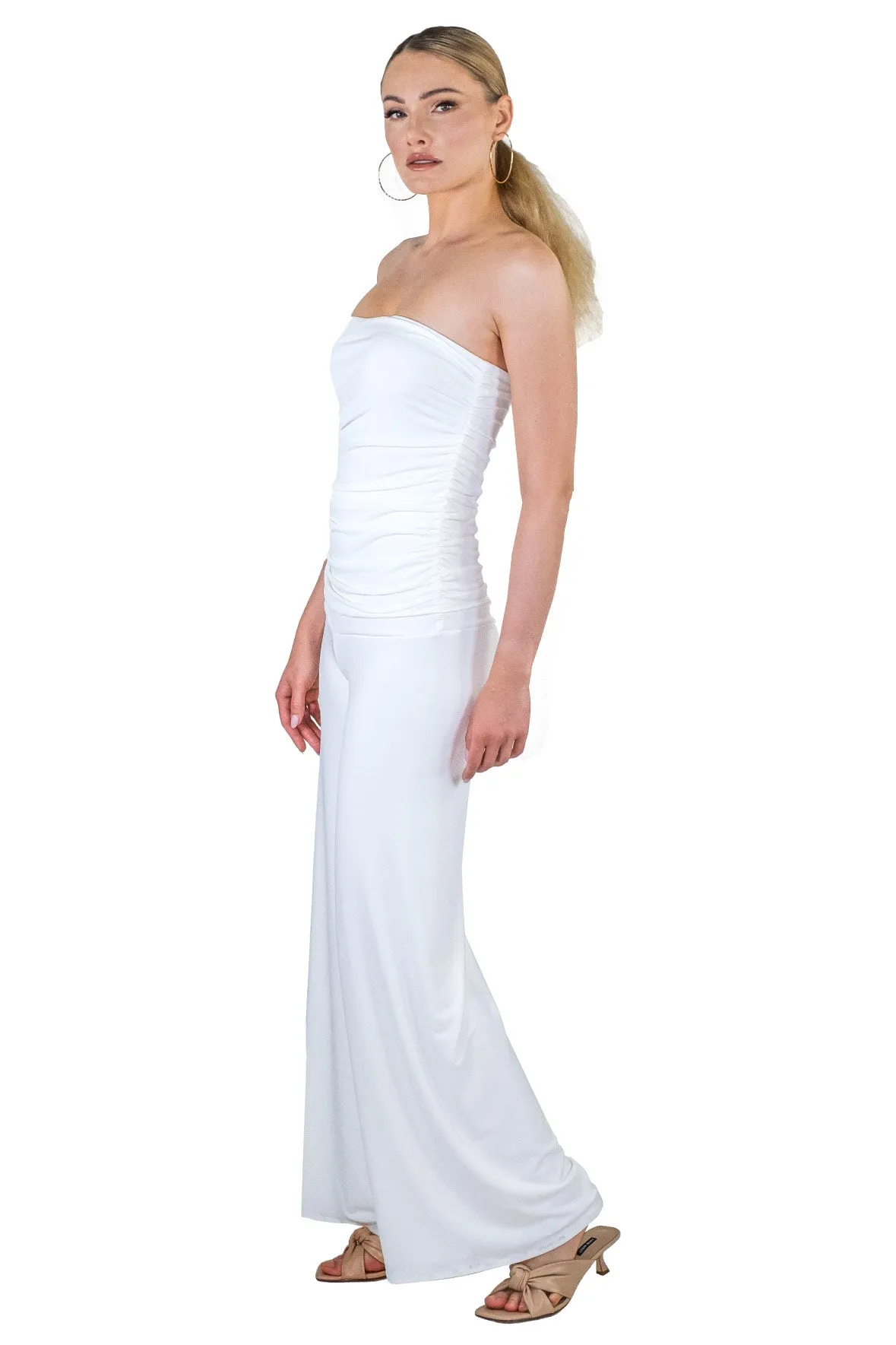 Updated Lined Bottom Strapless Tux Jumpsuit