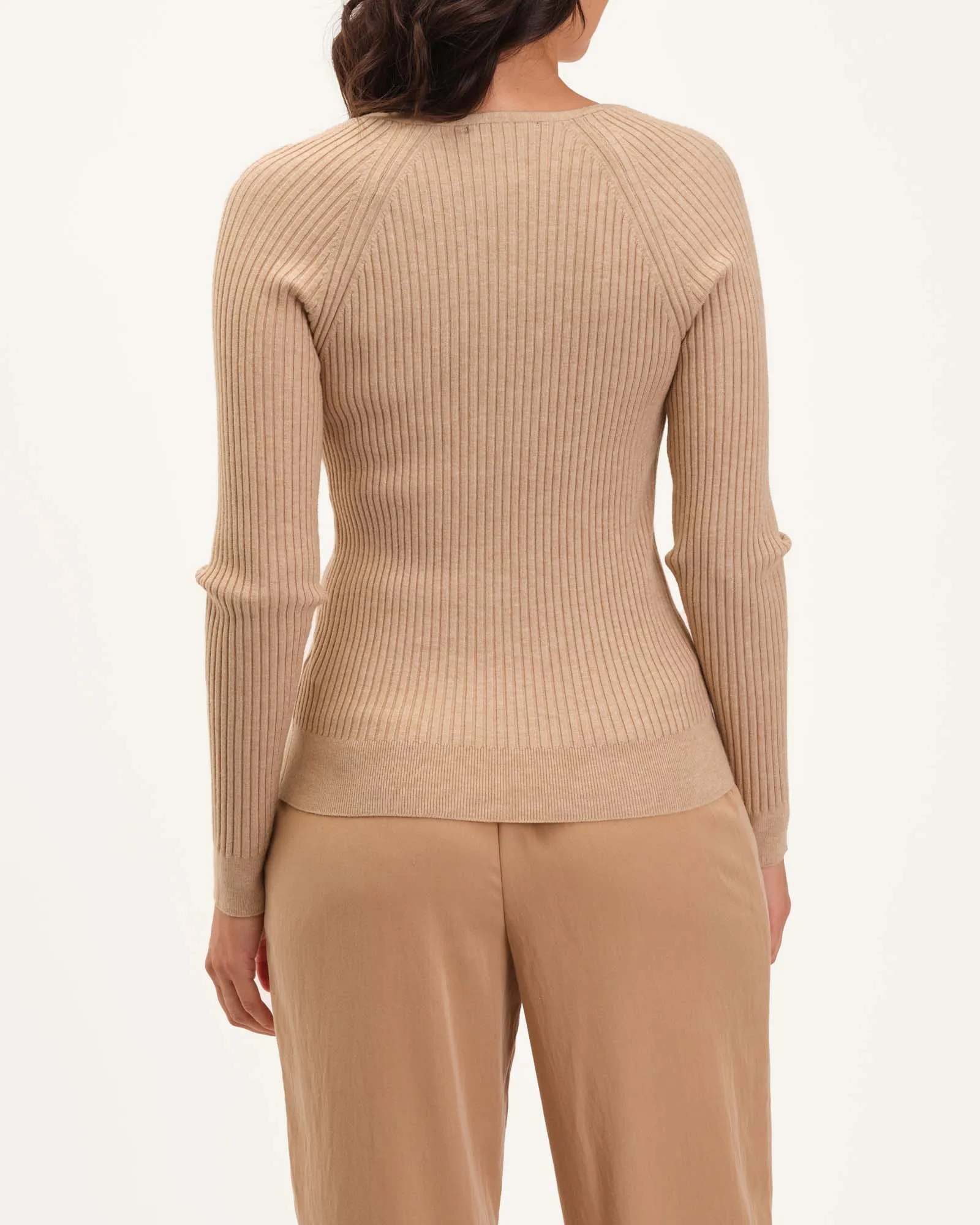 Viscose Blend Rib V-Neck Sweater