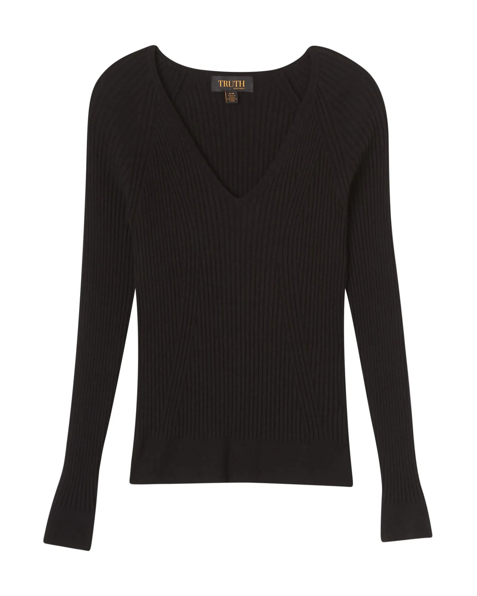 Viscose Blend Rib V-Neck Sweater