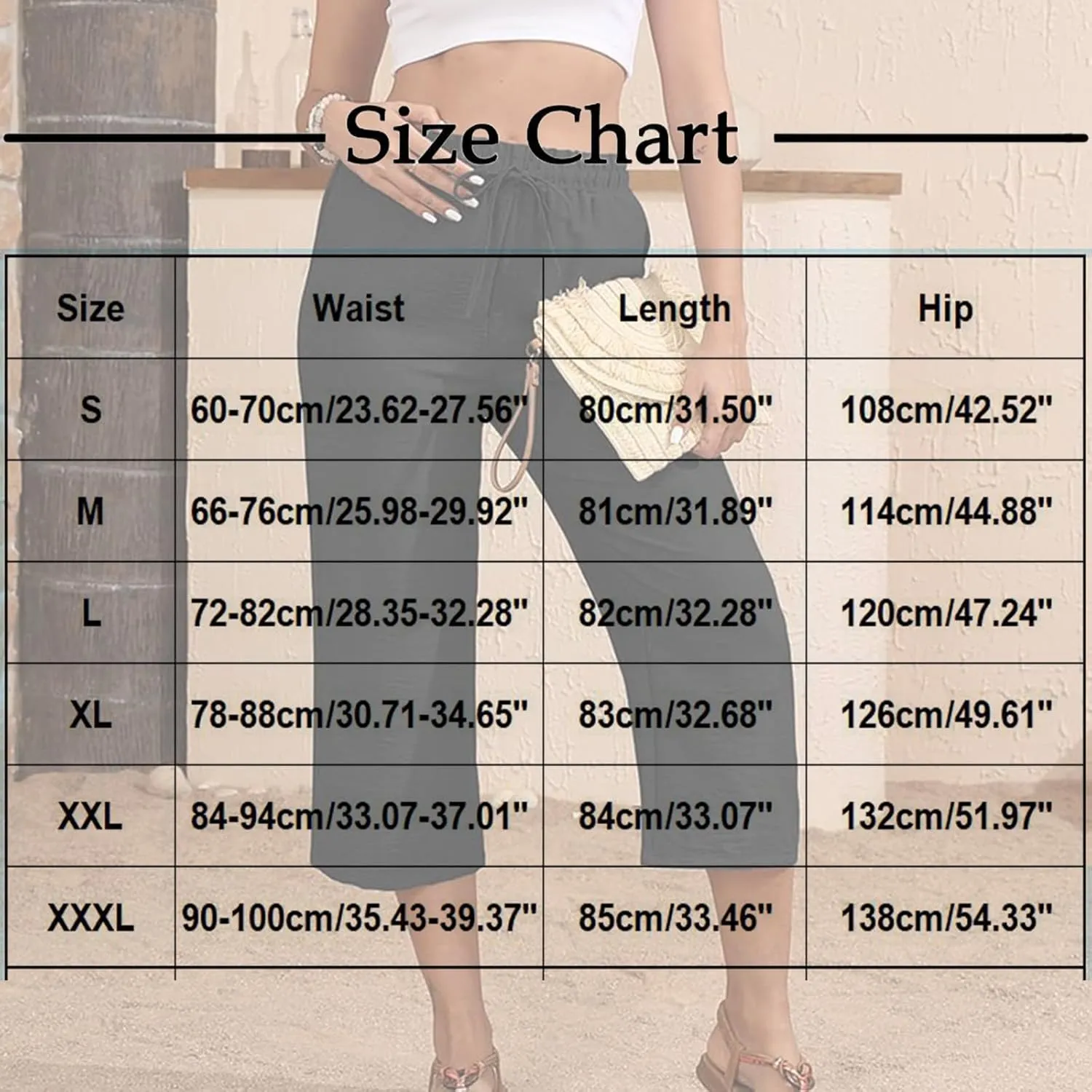 Wide Leg Cotton Linen Trousers for Women Casual Capri Pants Summer 3/4 Trouser Solid Color Elasticated Waist Yoga Pant