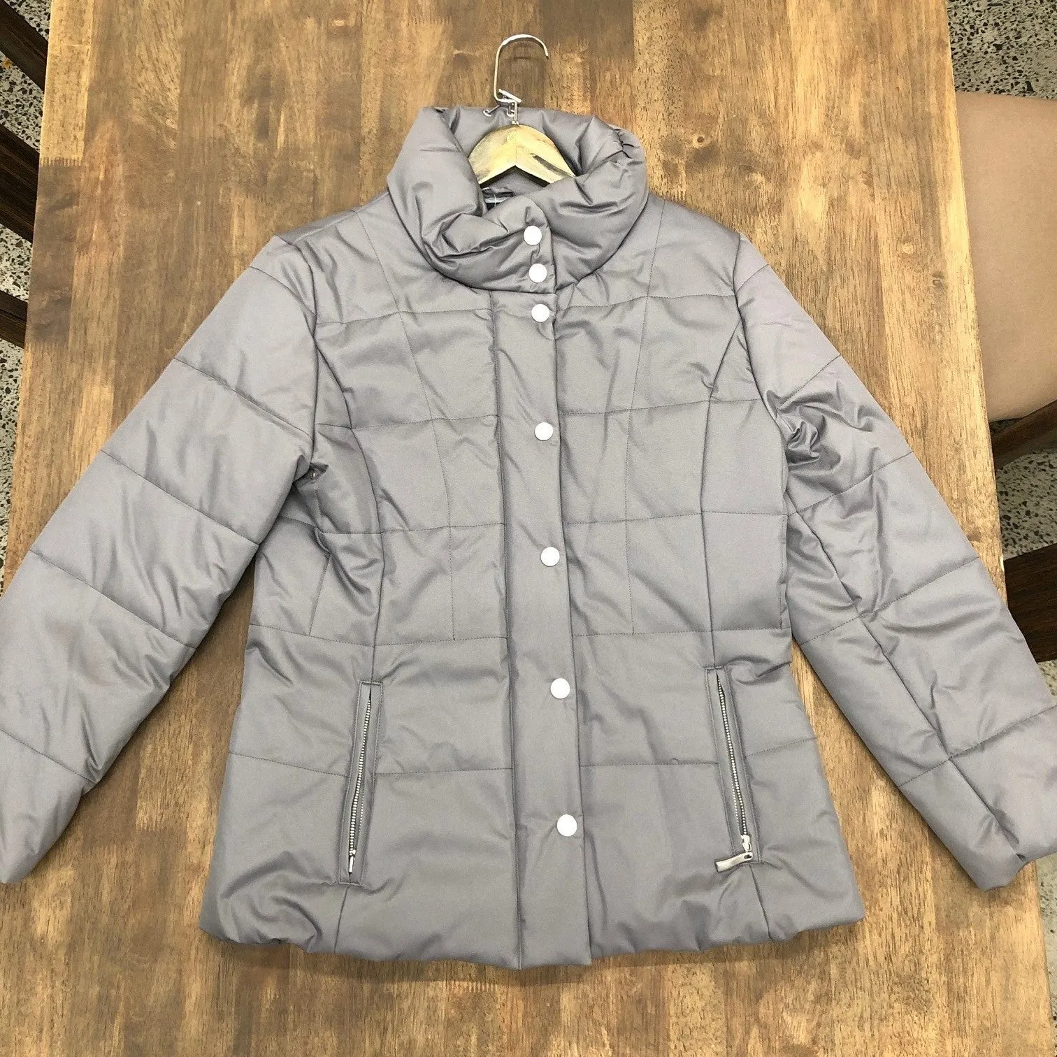 Women's Check Padded Mock Neck Puffer Coat
