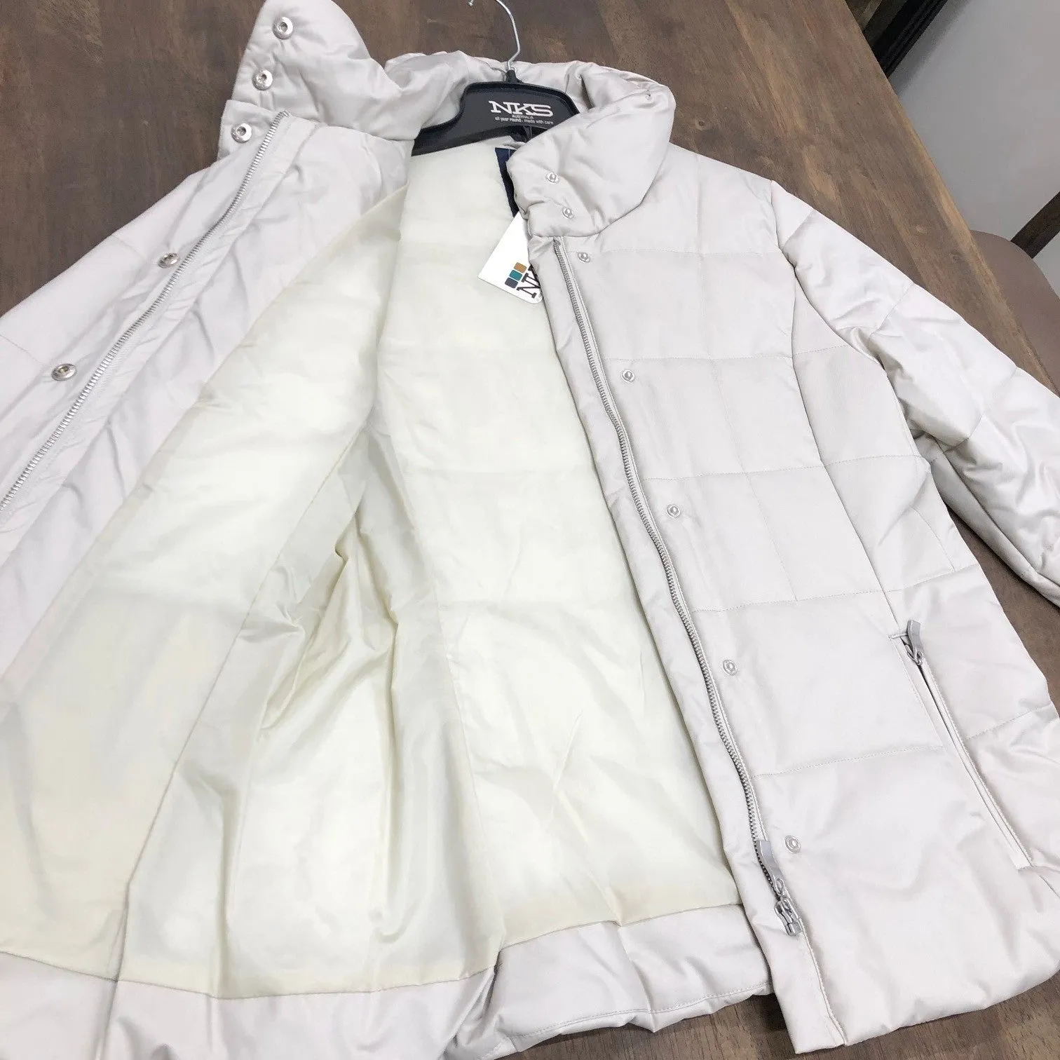 Women's Check Padded Mock Neck Puffer Coat