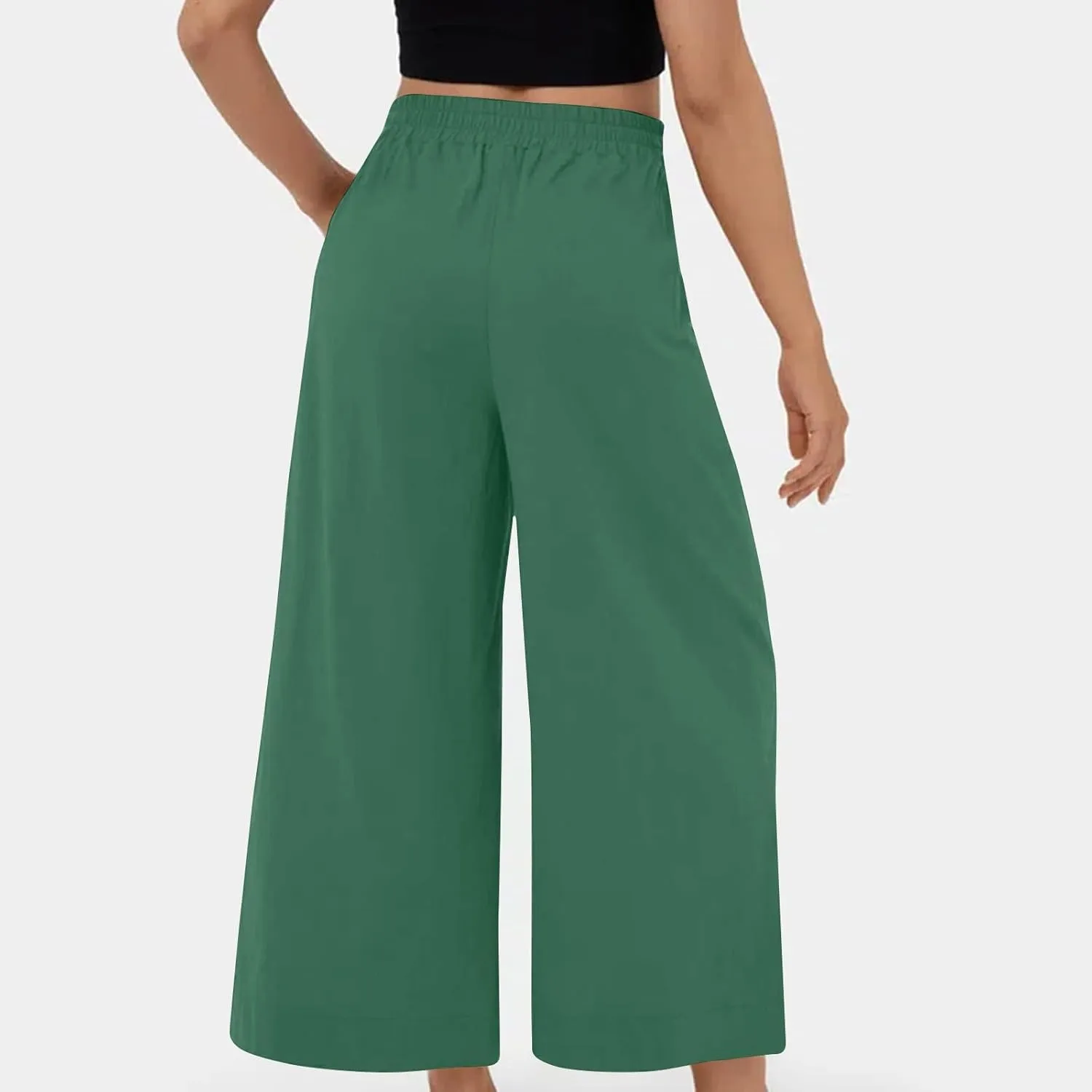 Womens Linen Pants 2025 Summer Casual Loose Wide Leg Palazzo Pants Spring High Waist Flowy Beach Trendy Outfits
