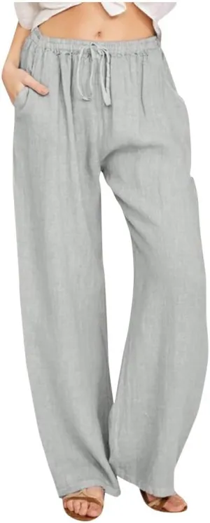 Women's Vintage Wide Leg Pants Cotton Linen Harem Pants Summer Elastic Waist Casual Lightweight Baggy Slacks Trousers