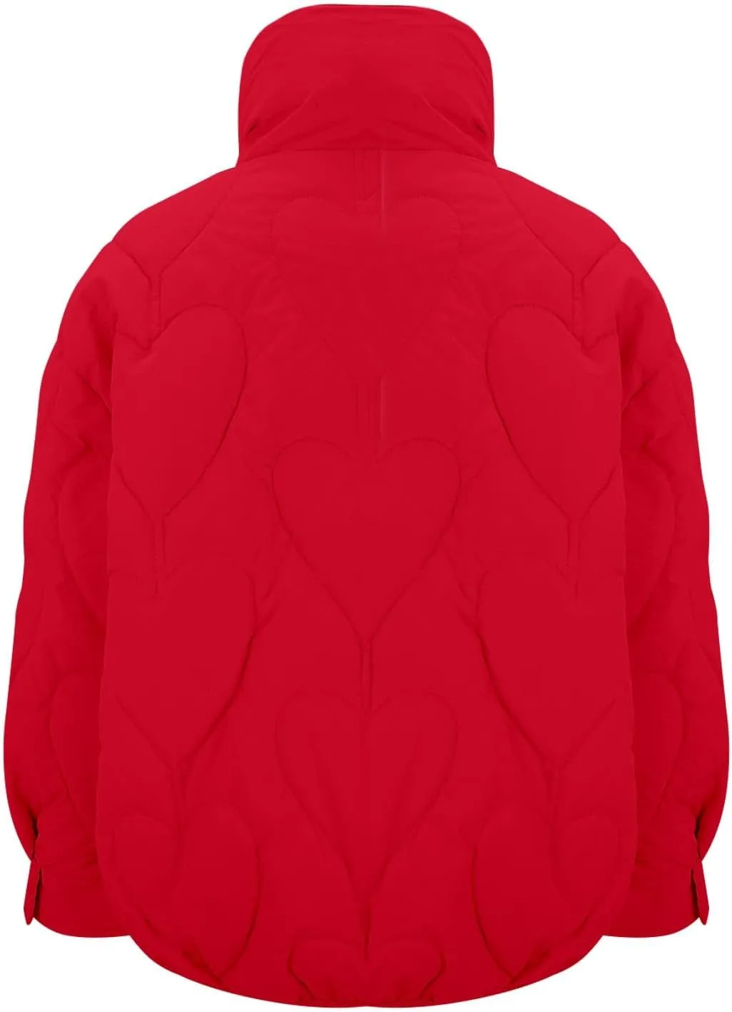 Womens Winter Quilted Jacket Loose Fit Stand Collar Zipper Down Coat Solid Color Warm Padded Fluffy Coats with Pockets
