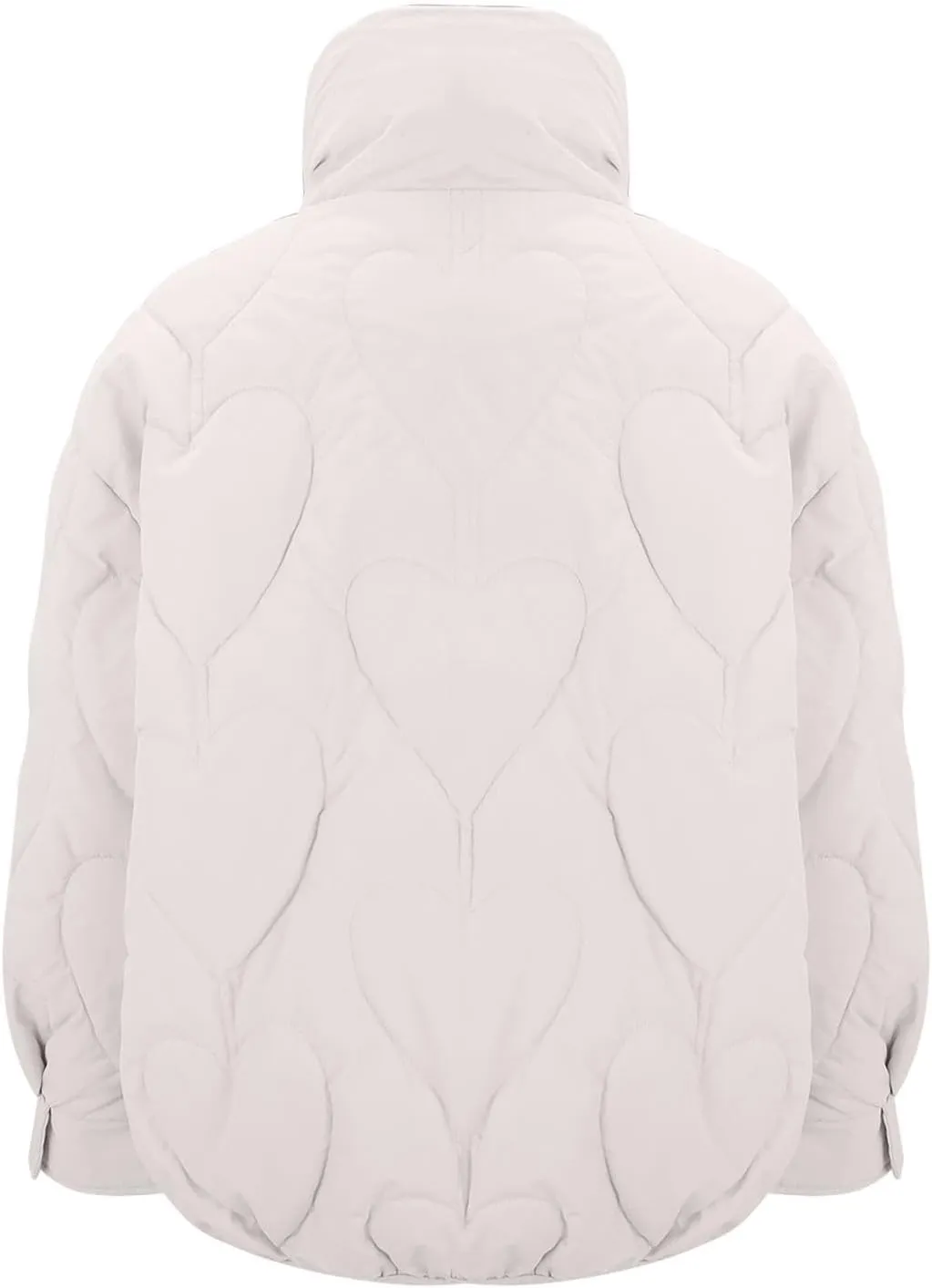 Womens Winter Quilted Jacket Loose Fit Stand Collar Zipper Down Coat Solid Color Warm Padded Fluffy Coats with Pockets