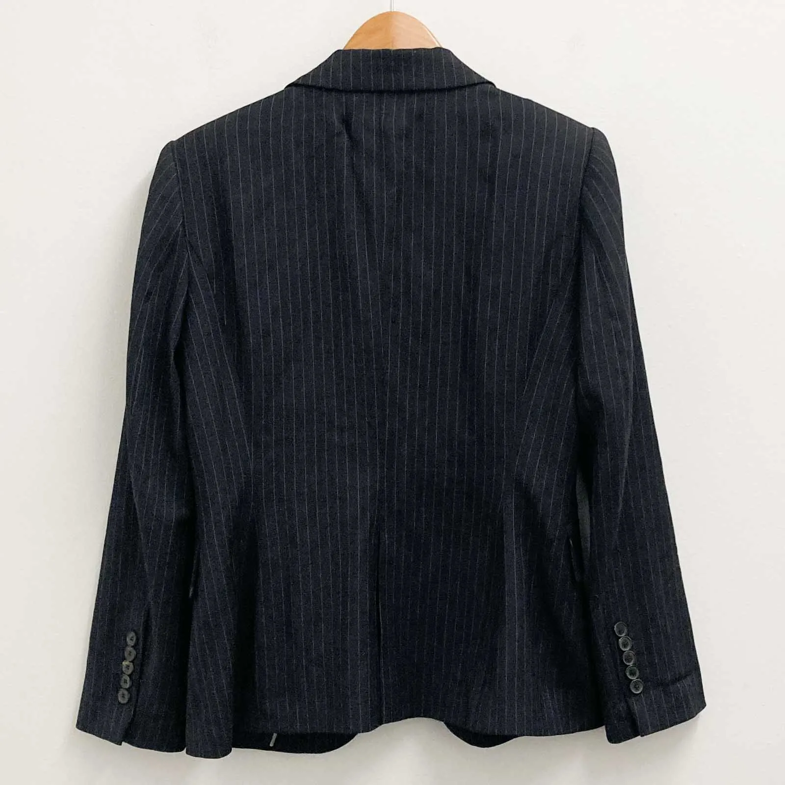 Zara Jacket Size 42 UK 14 Charcoal Grey Pinstripe Wool Blend